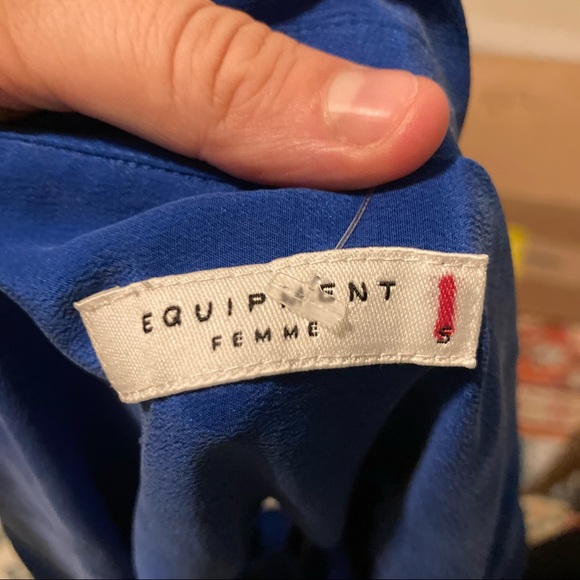 Equipment Navy Blue Button Up Long Sleeve Top S - Picture 4 of 9